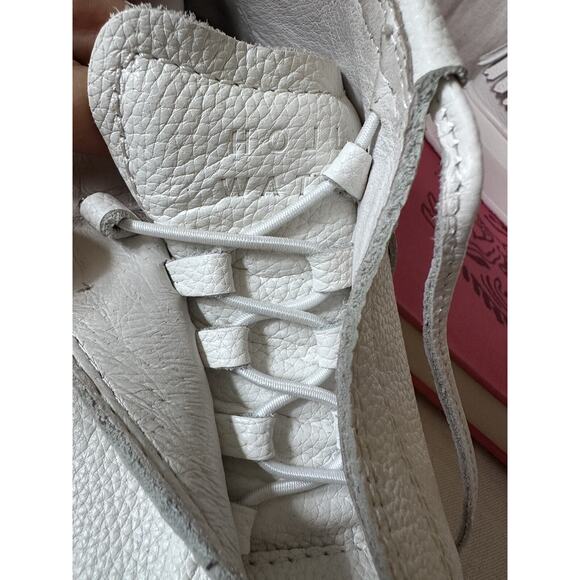 Hollie Watman FRINGED MOCASSIN WHITE Sneakers leather size 8 Mid High Top Shoee - Picture 9 of 15